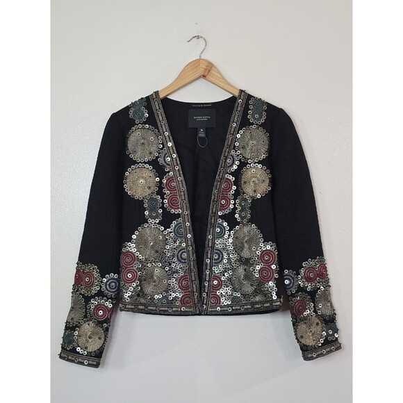 MAISON SCOTCH Star de La Saison Nasty Gal Whitley Beaded Sequin Blazer Jacket - Picture 1 of 14